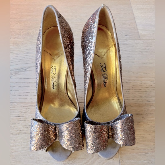 Ted Baker Chocolate Glitter High Heels - Size UK 7/US 9 - Picture 7 of 9